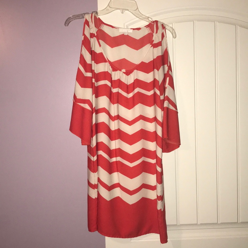 Orange & White Chevron Dress